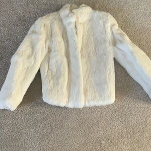 Chic Women's White Genuine Real Rabbit Fur Teddy Jacket, size small